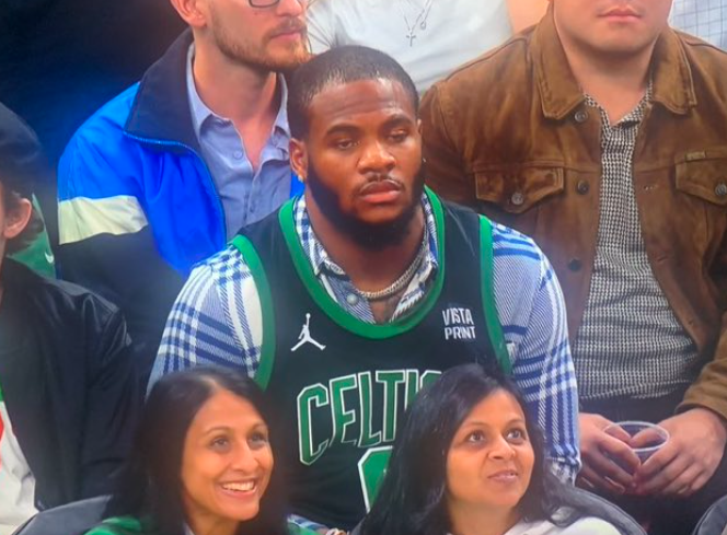 Micah Parsons Wearing a Celtics Jersey