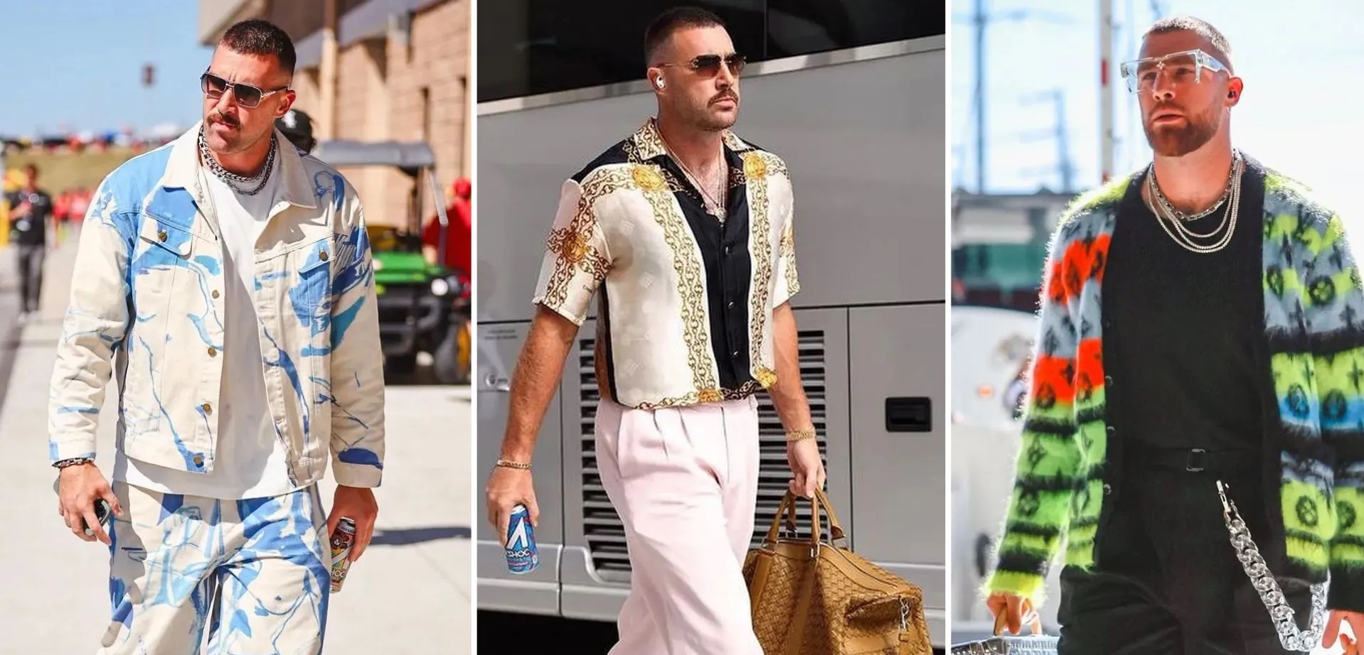 Travis Kelce Loves His Comfy Velvet Curtain Pants