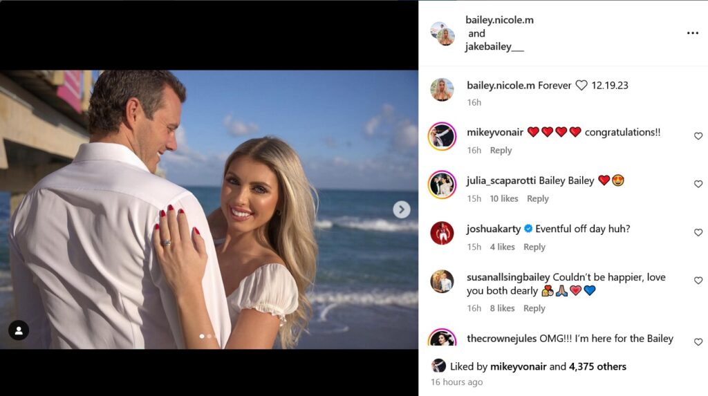 Dolphins Punter Jake Bailey's Fiancé Bailey's New Name Will Soon Be ...