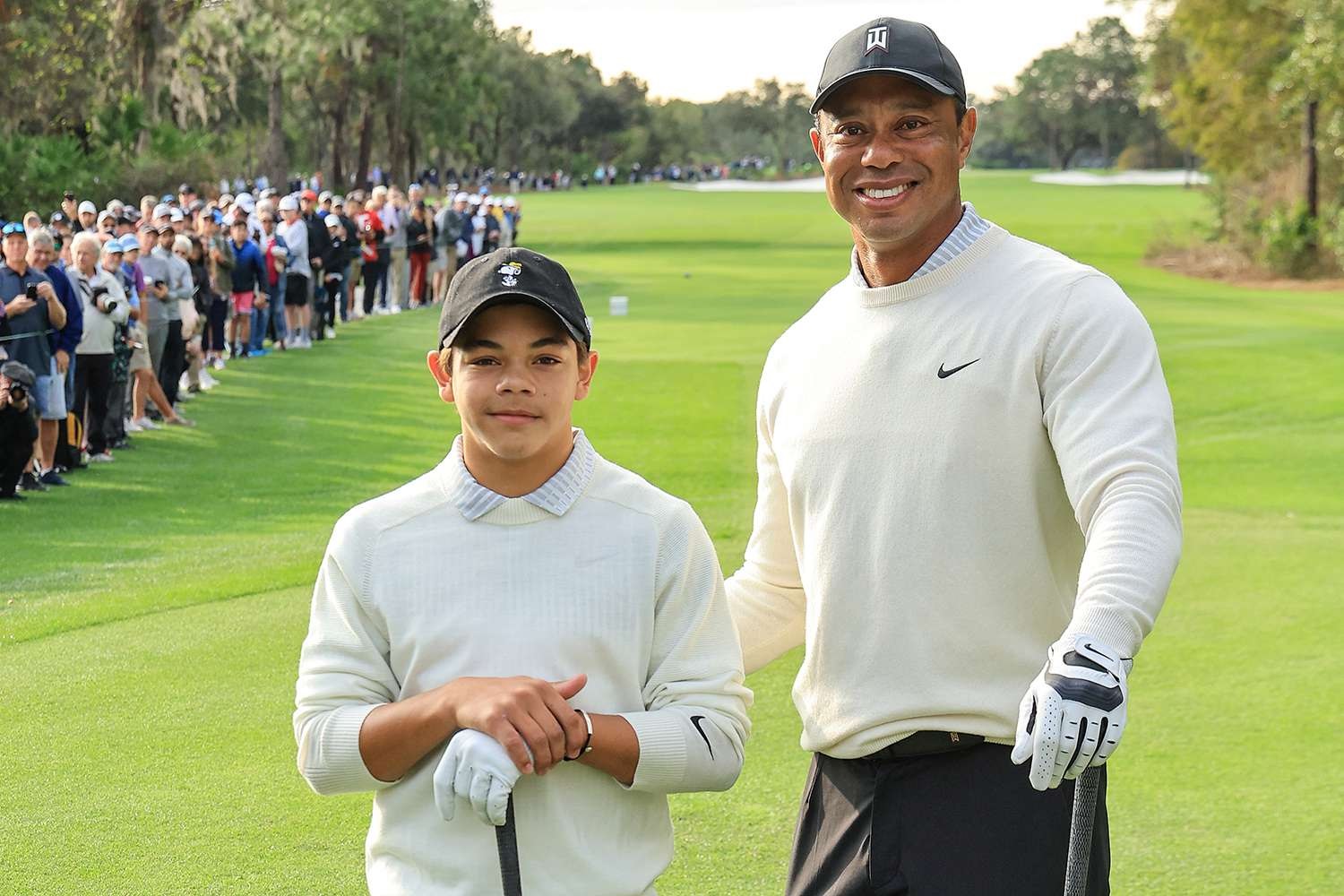 Tiger, Charlie Woods Perfectly In Sync On Driving Range Video Goes