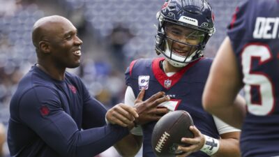 C.J. Stroud And DeMeco Ryans Celebrate In Texans Locker Room After ...